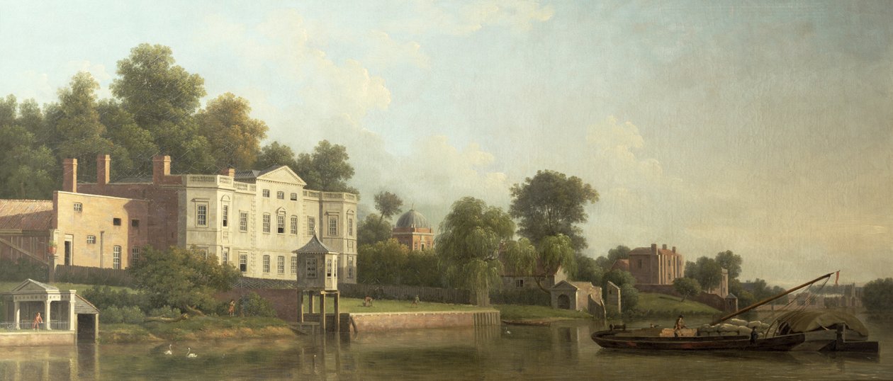 En utsikt over Popes Villa ved Themsen ved Twickenham av Samuel Scott