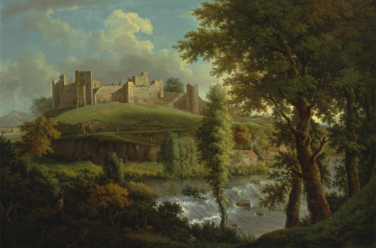 Ludlow Castle med Dinham Weir, fra sør-vest av Samuel Scott