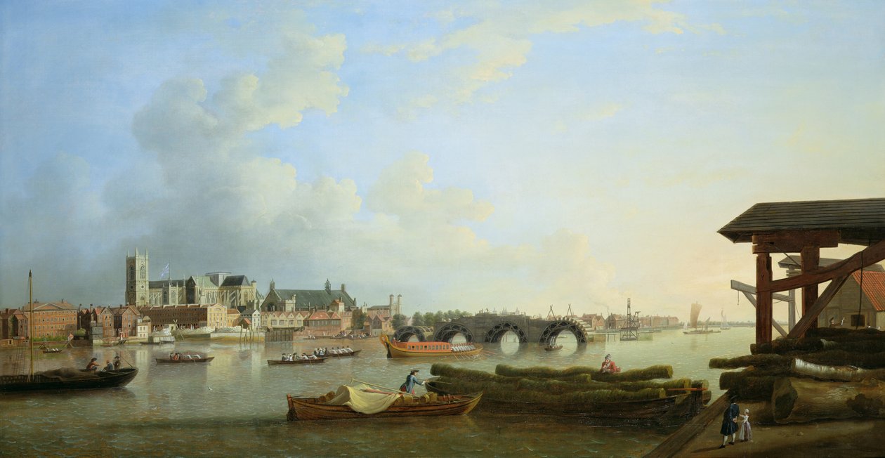 The Building of Westminster Bridge, 1749 av Samuel Scott