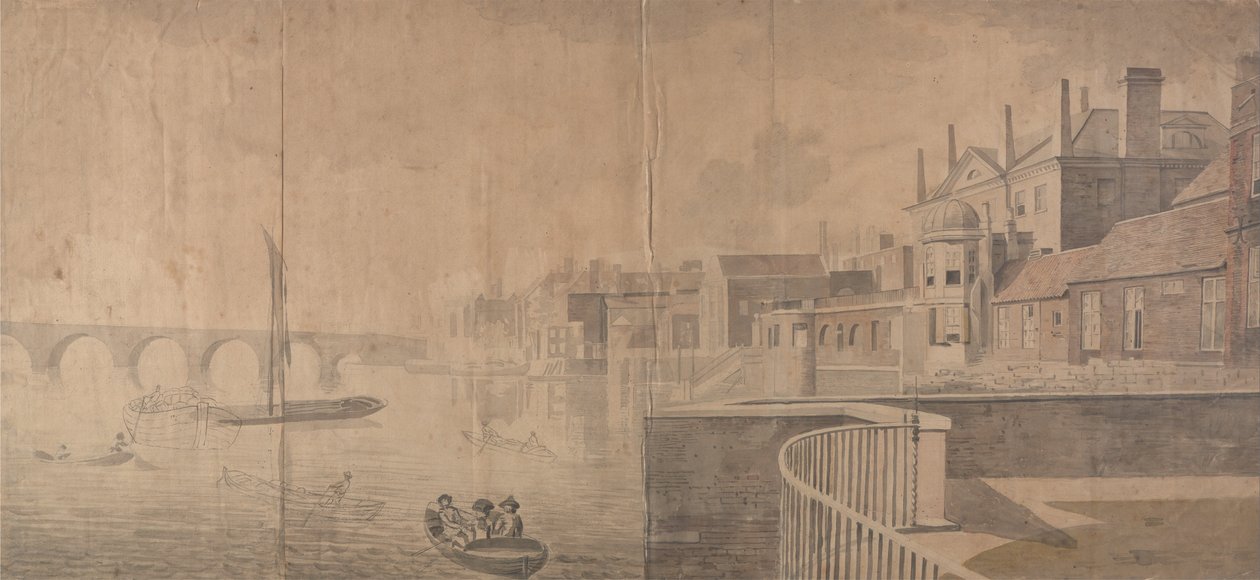 Themsen med Montagu House og Westminster Bridge av Samuel Scott