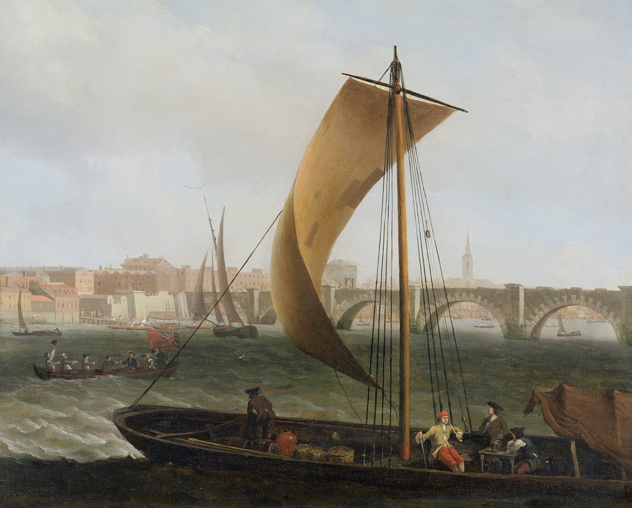 Utsikt over Themsen med Westminster Bridge, ca. 1743-44 av Samuel Scott