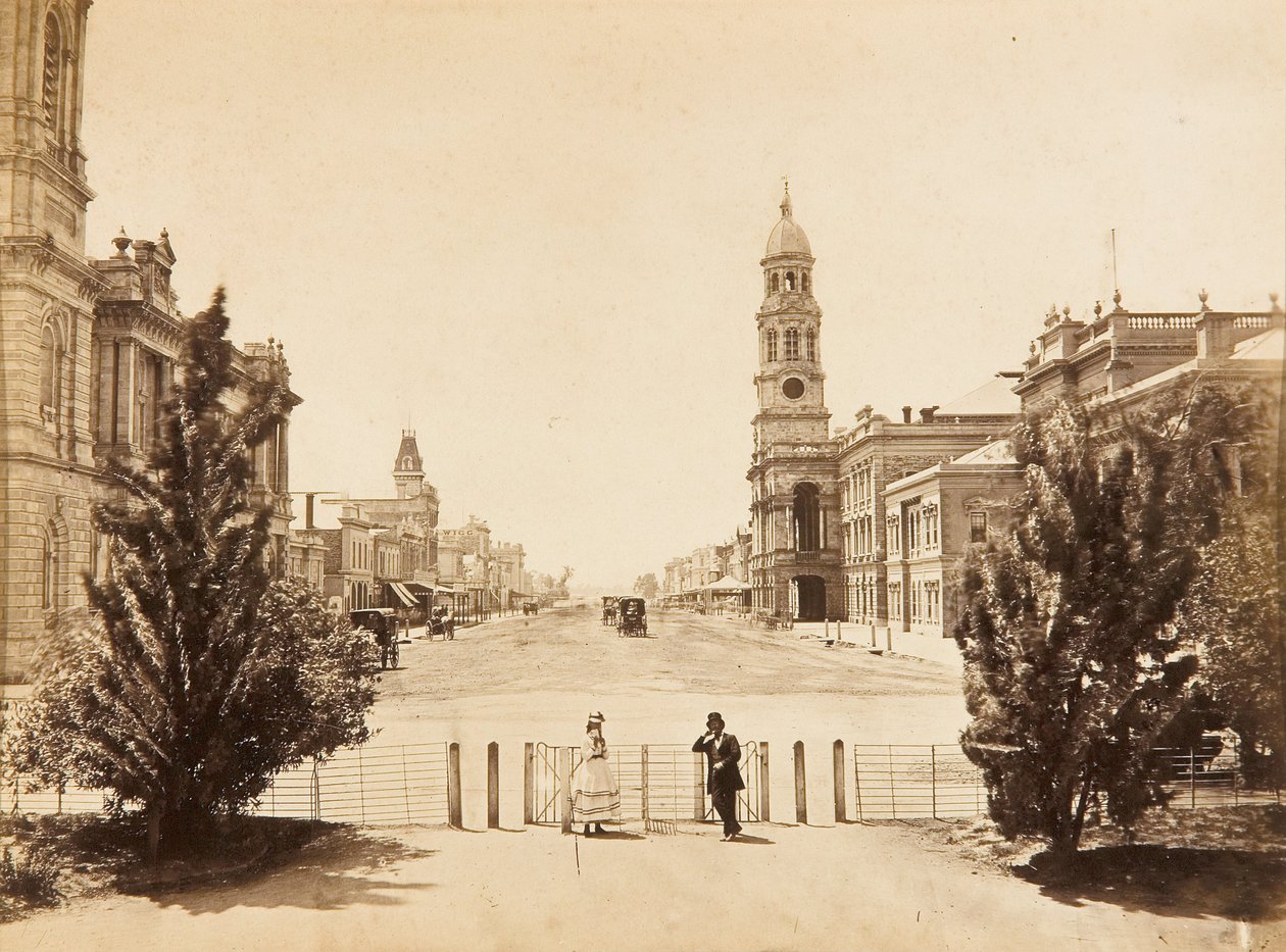 King William Street Adelaide, med utsikt nordover fra Victoria Square av Samuel Sweet
