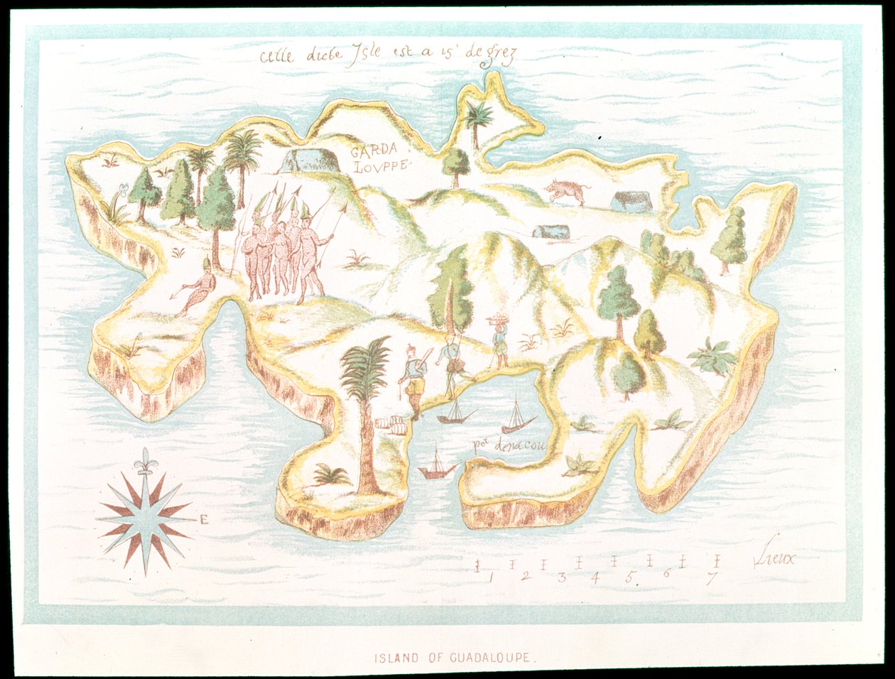 Kart over øya Martinique, 1599 av Samuel de Champlain