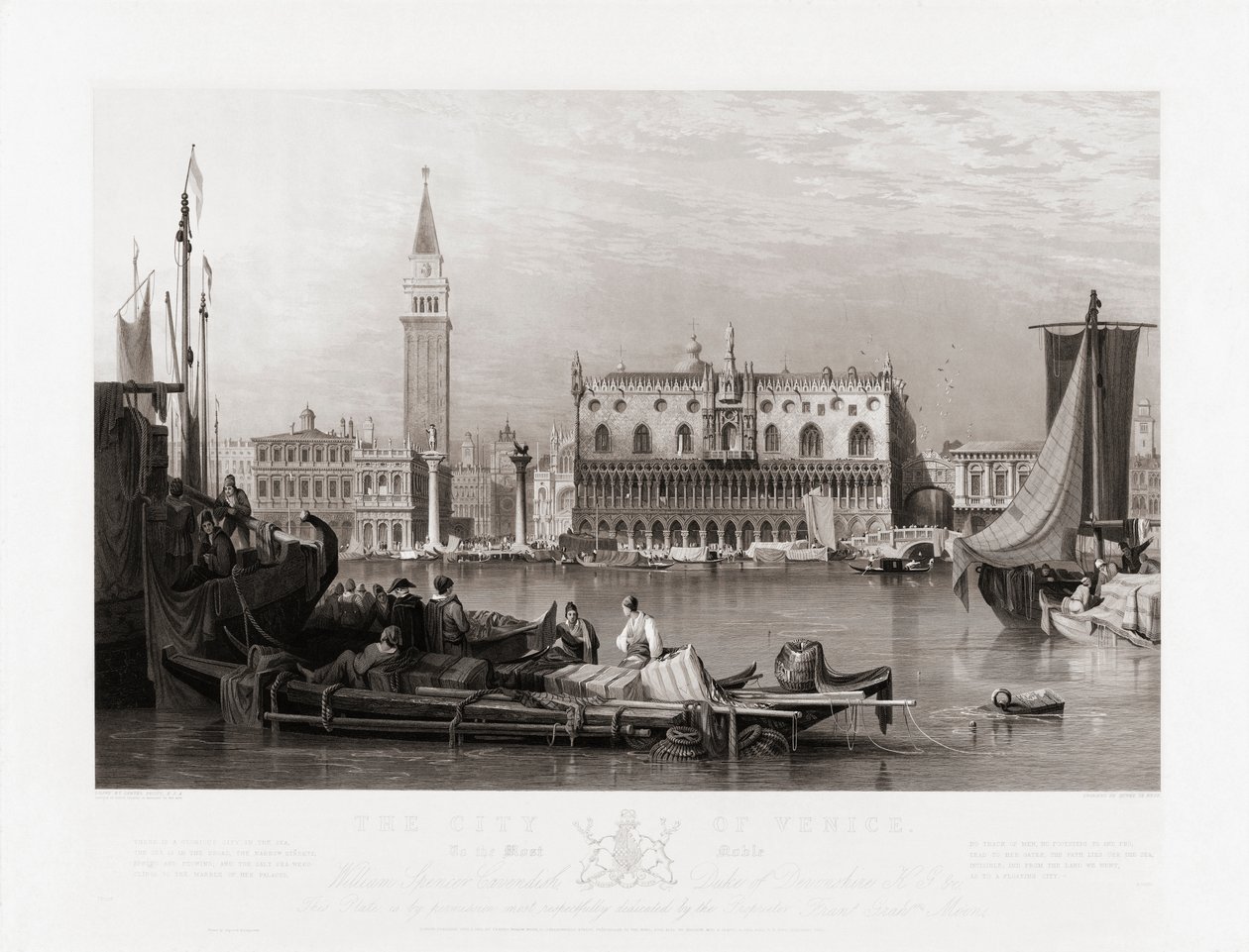 Dogepalasset og Markusplassen, Venezia av Samuel (after) Prout