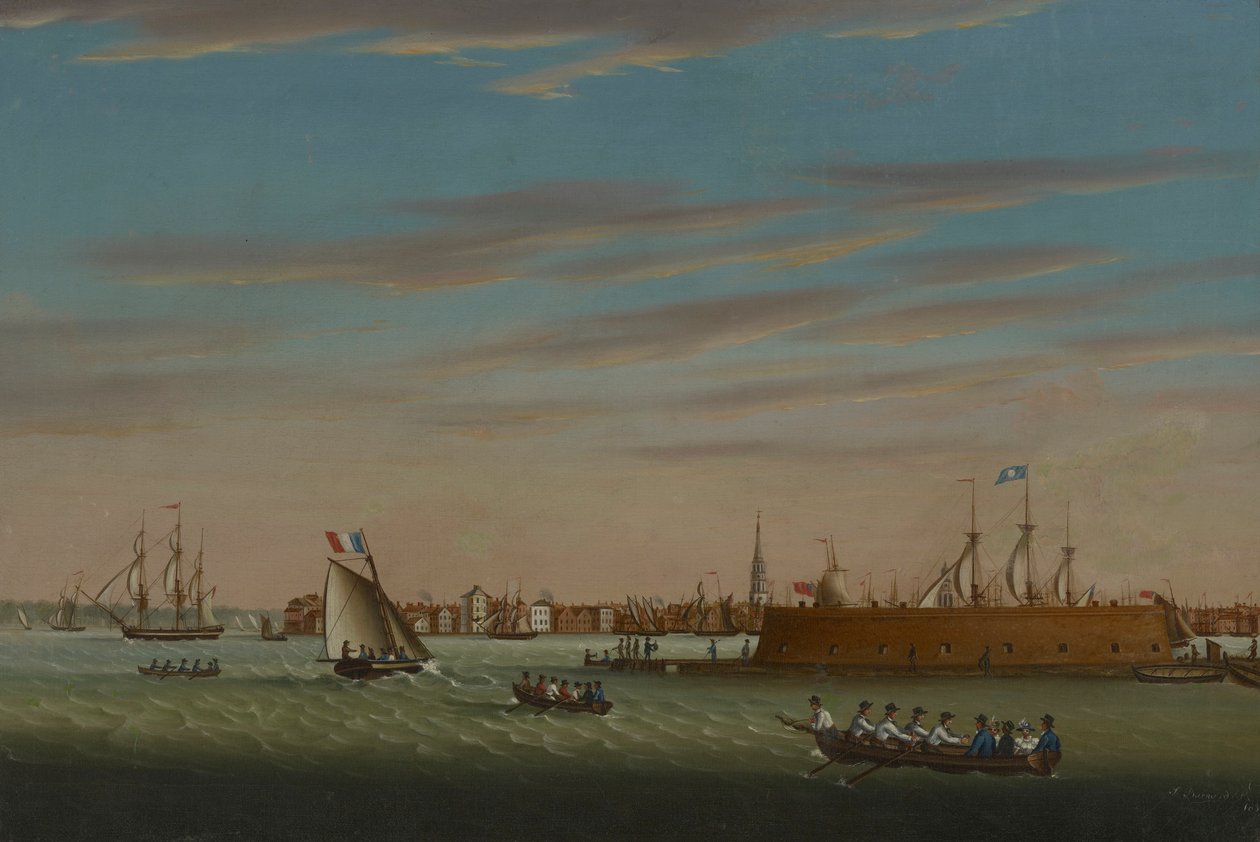 Utsikt over Charleston fra havnen av Samuel Barnard