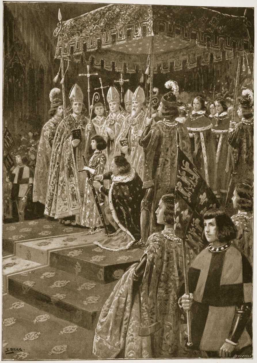 Presentasjonen av sporene og sverdet ved kroningen av Henry VI på St. Leonards dag, 6. november 1429, fra 
