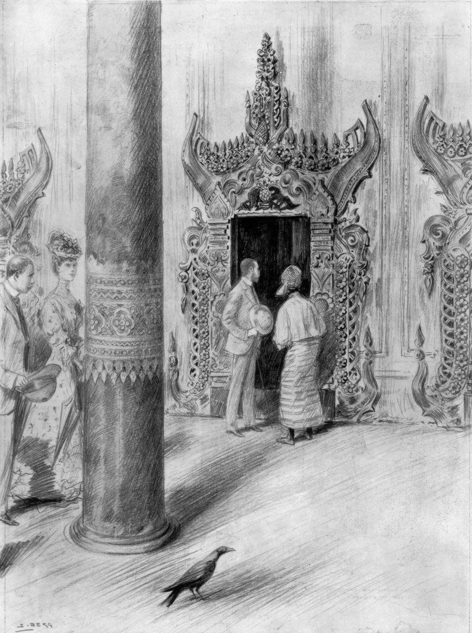 Prinsen og prinsessen av Wales i King Theebaws-palasset, Mandalay, Burma, 1906 av Samuel Begg