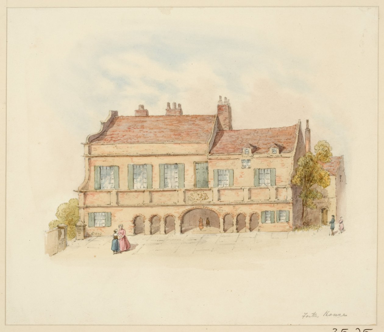 Forth House - sett forfra (blyant og wc på papir) av Samuel Bilston