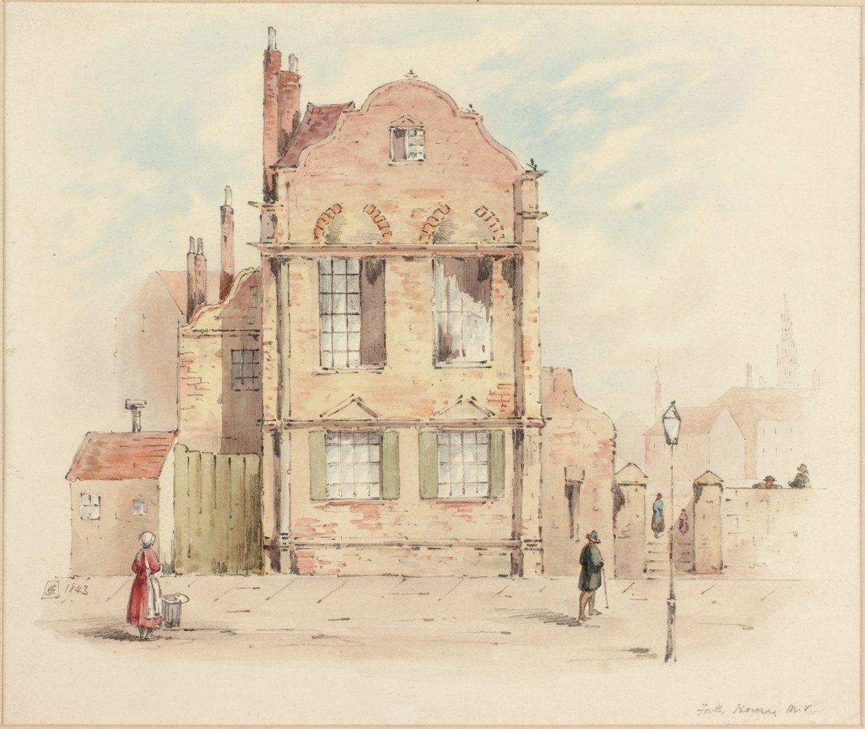 Forth House, Newcastle upon Tyne, 1843 (blyant og wc på papir) av Samuel Bilston