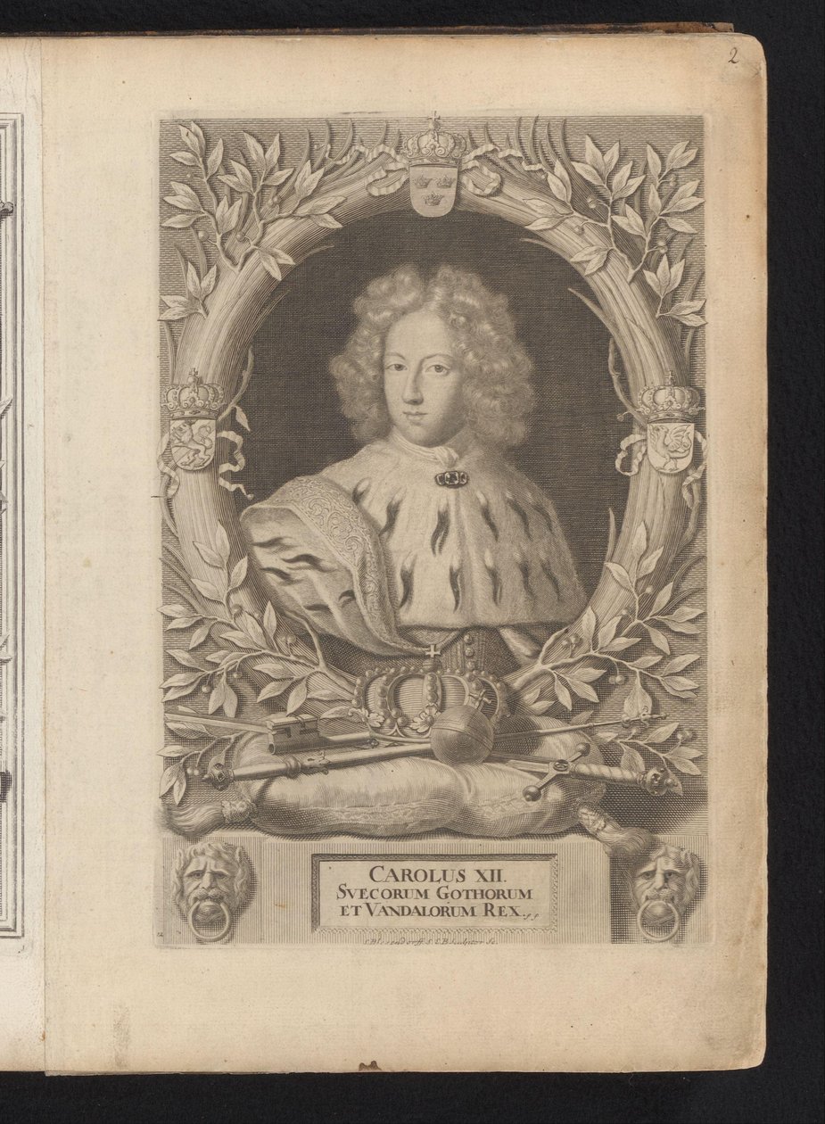 Portrett av Karel XII van Zweden Charles XII, kongen av de svenske goterne og vandalene (tittel på objekt) Sverige Ancient and Modern (serietittel) av Samuel Blesendorf