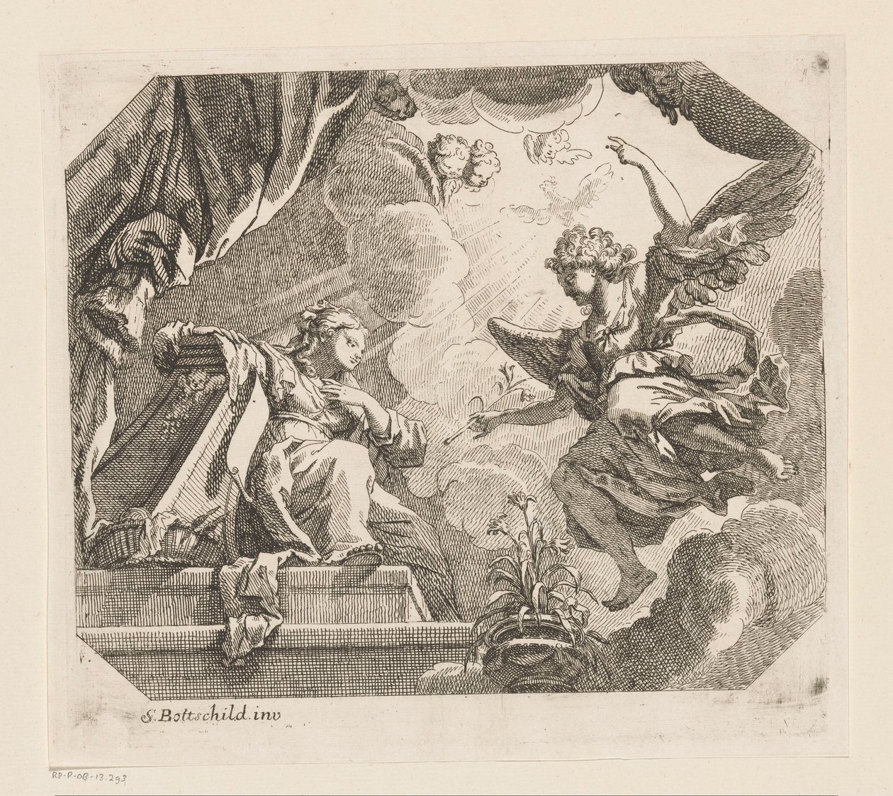 Kunngjøring til Mary Ulike design (serietittel) Opera Varia Historica, Poetica & Iconologica (serietittel) av Samuel Bottschild