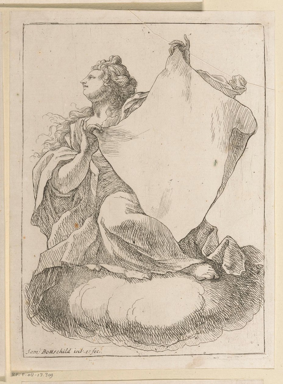 Kvinne med en klut i hendene Ulike design (serietittel) Opera Varia Historica, Poetica & Iconologica (serietittel) av Samuel Bottschild