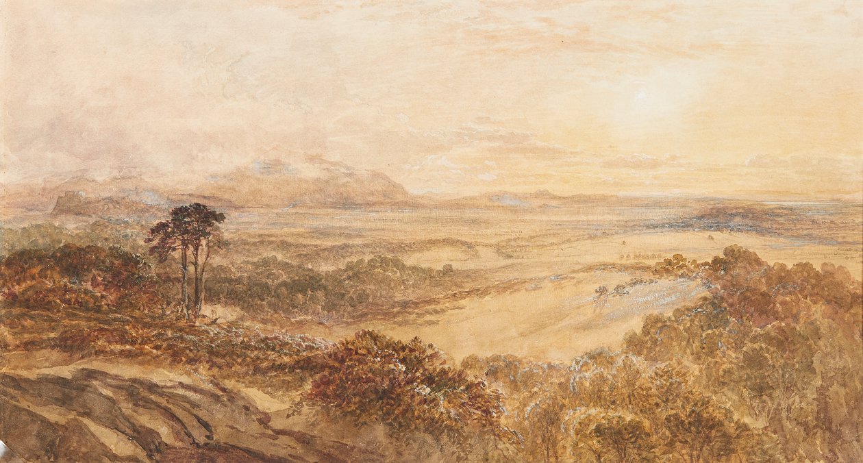 Solnedgang ser mot Edinburgh fra nordvest (akvarell) av Samuel Bough
