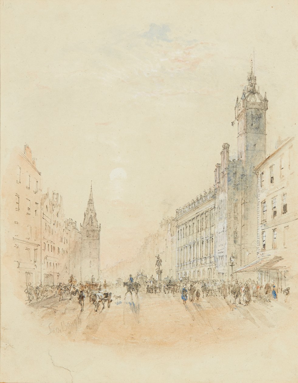 Trongate, Glasgow (blyant og akvarell) av Samuel Bough