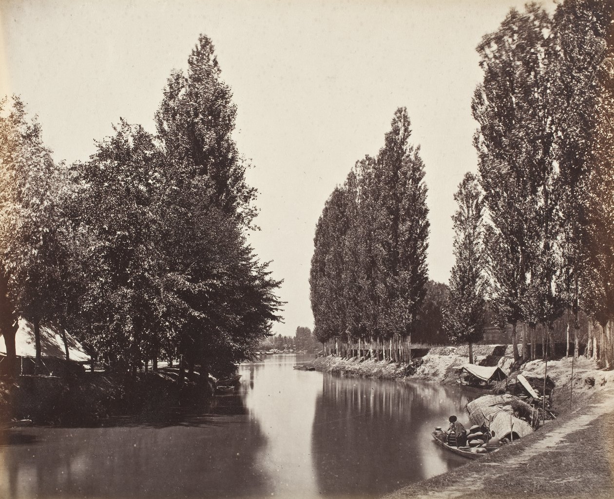 Elv med trær (India) av Samuel Bourne