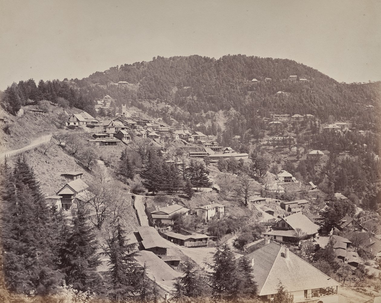Shimla. Husene til europeiske innbyggere, sett mot øst av Samuel Bourne