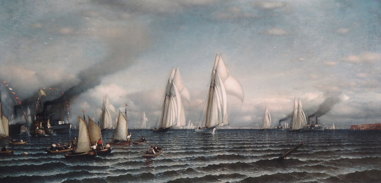 Fullfør første internasjonale race for Americas Cup, 8. august 1870, 1870. av Samuel Colman