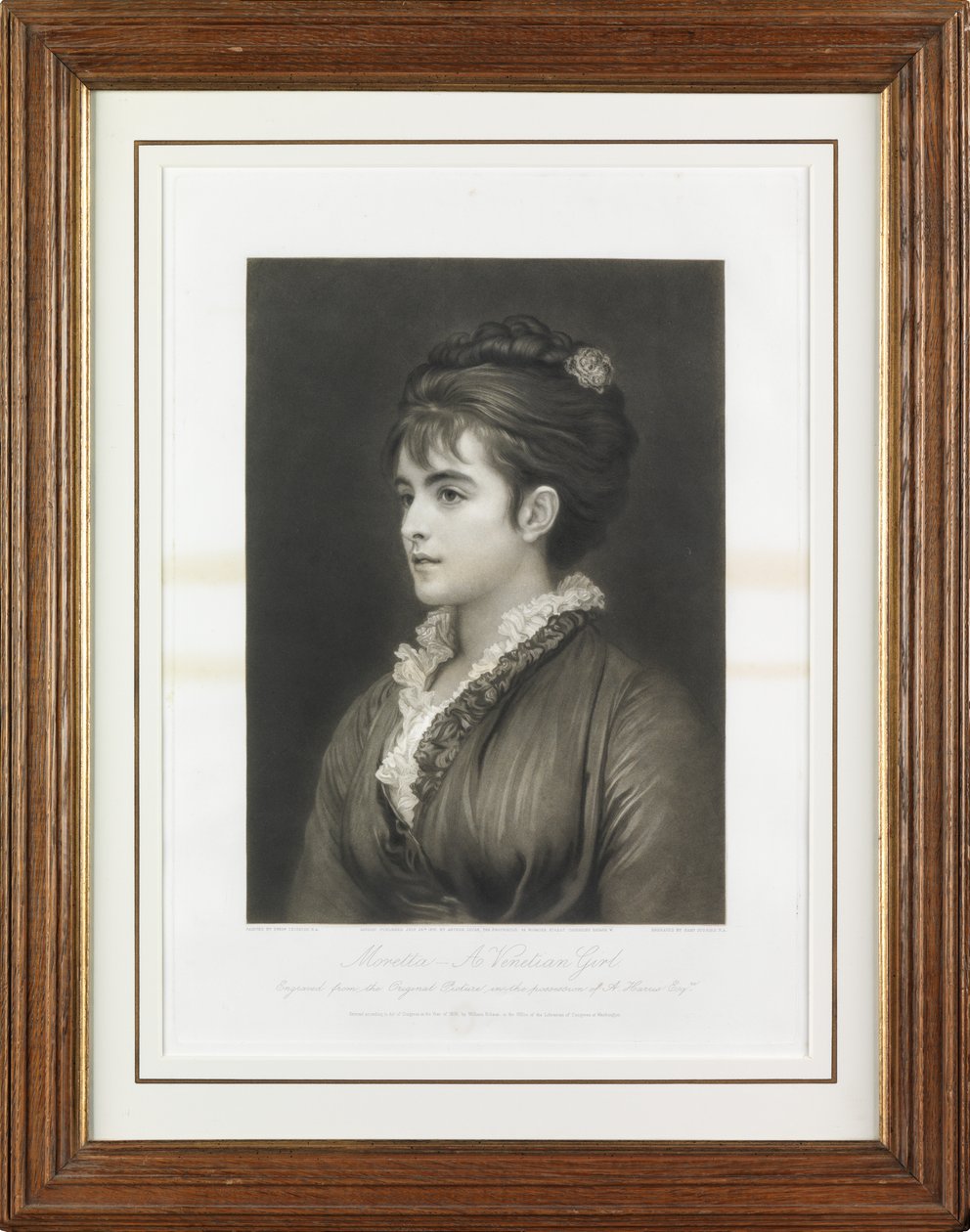 Moretta - En venetiansk jente (mezzotint) av Samuel Cousins