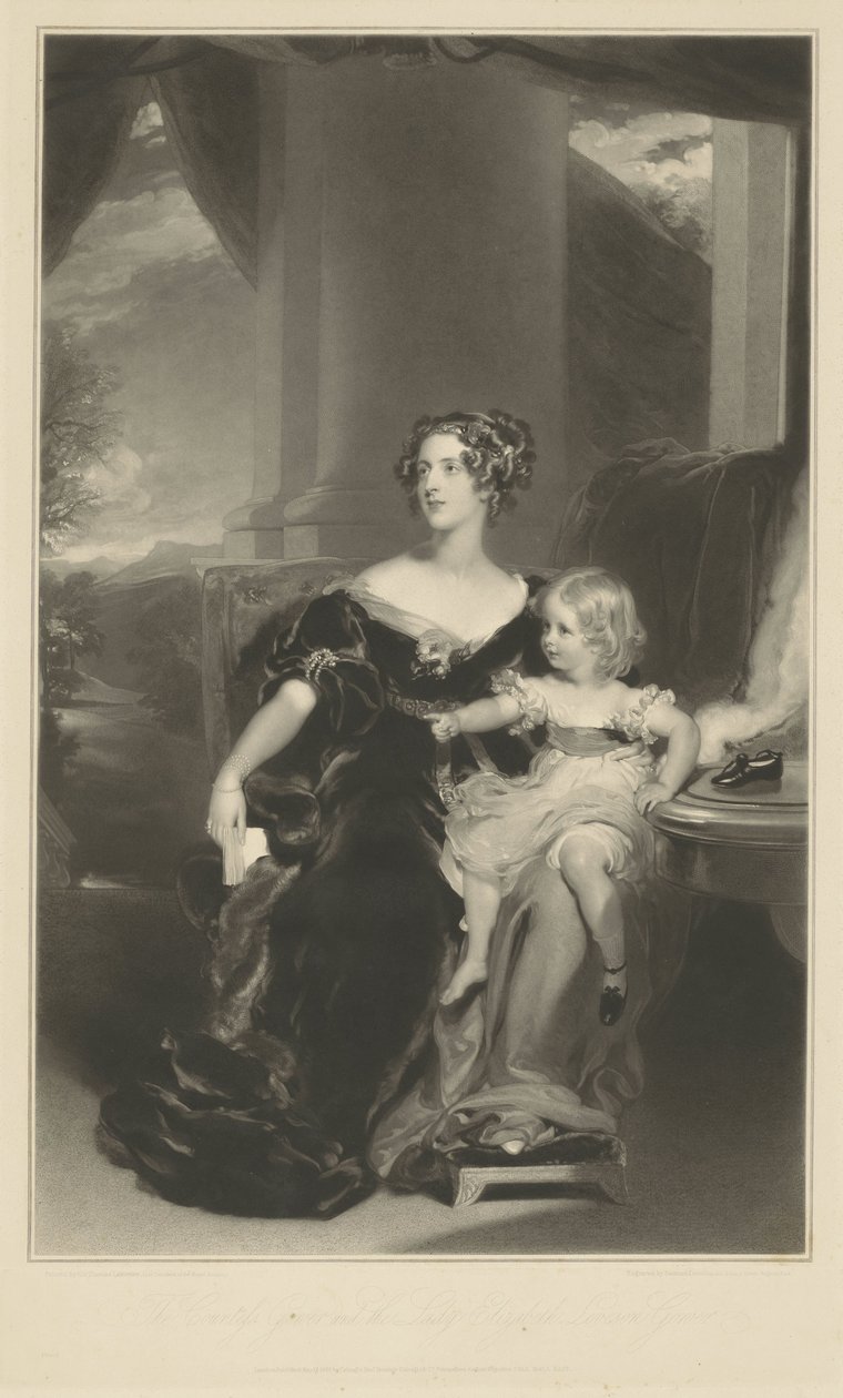 Portrett av Harriet, grevinne Gower og hennes datter av Samuel Cousins