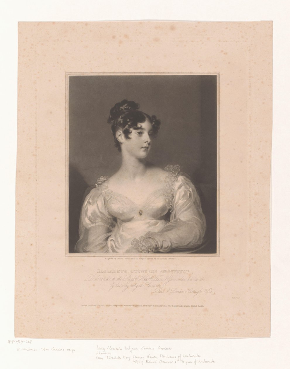 Portrett av Elizabeth Leveson-Gower Elizabeth grevinne Grovenor (tittel på objekt) av Samuel Cousins
