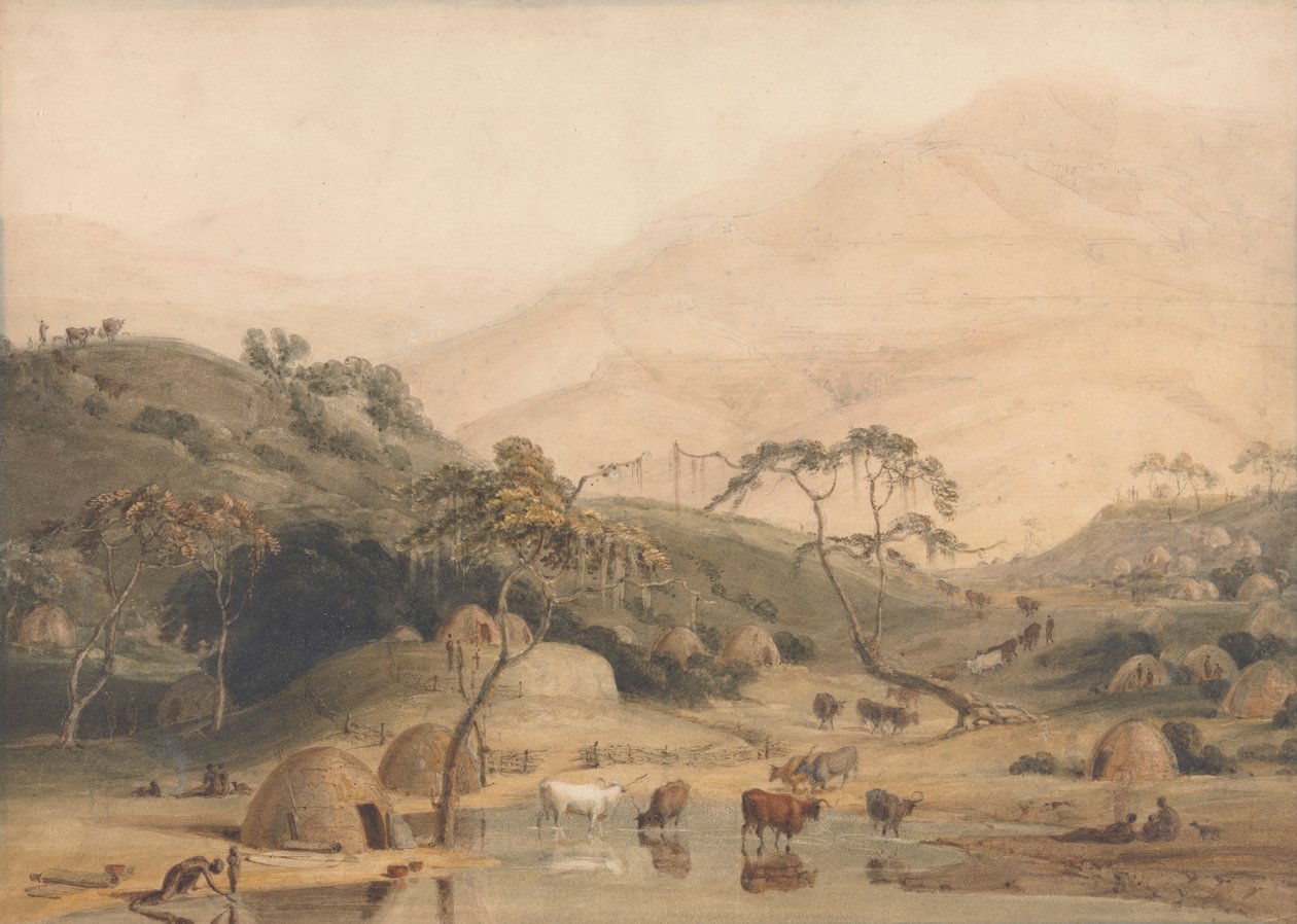 En kaffirlandsby av Samuel Daniell