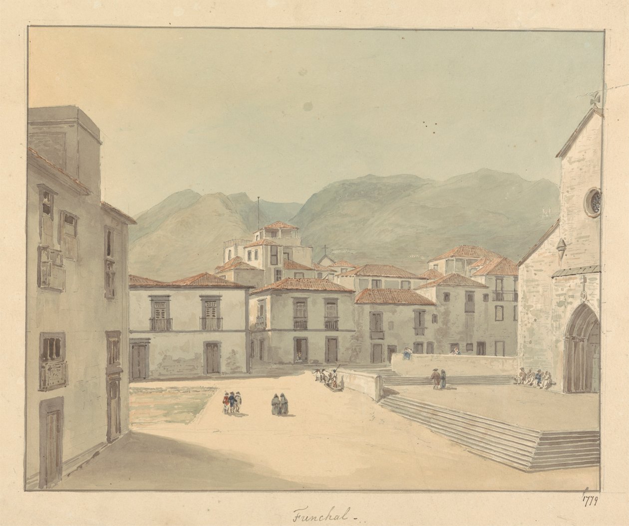 Funchal, Madeira: Et torg med en kirke av Samuel Davis