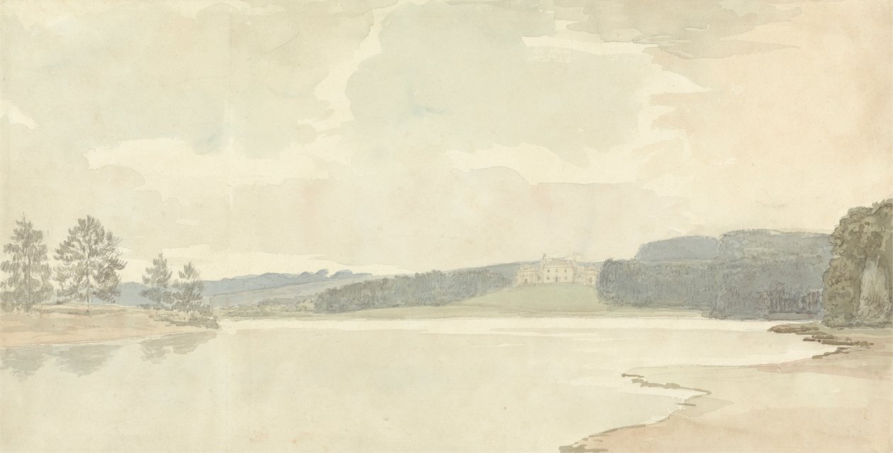 Elvescene med et landsted i avstand av Samuel Davis