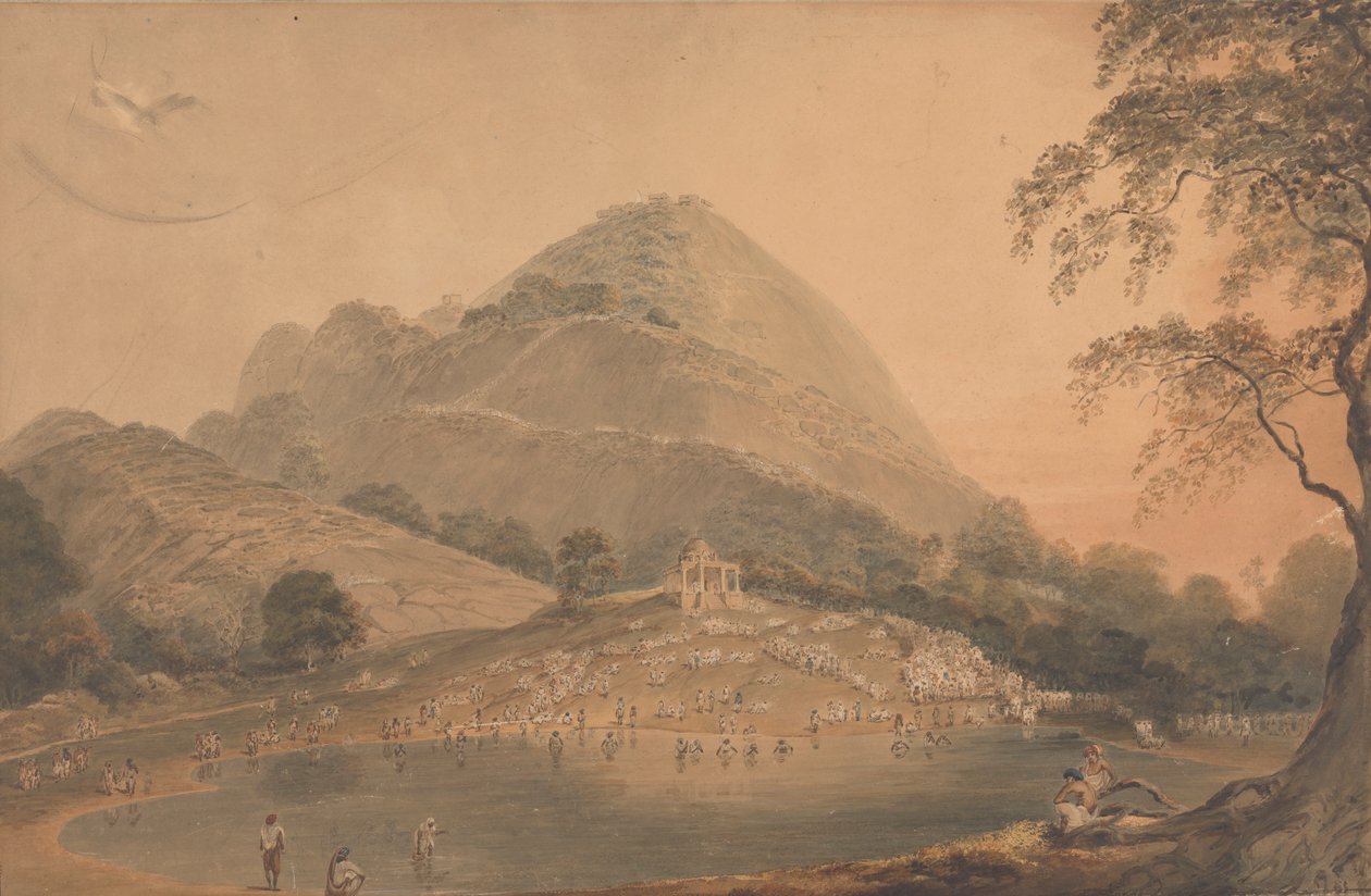Det årlige feriestedet for hinduer til Mundar Hill nær Bhagulpore [Bhagalpur] av Samuel Davis