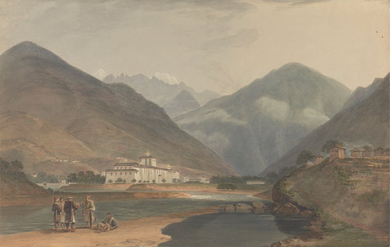 Den tidligere vinterhovedstaden i Bhutan ved Punakha Dzong av Samuel Davis