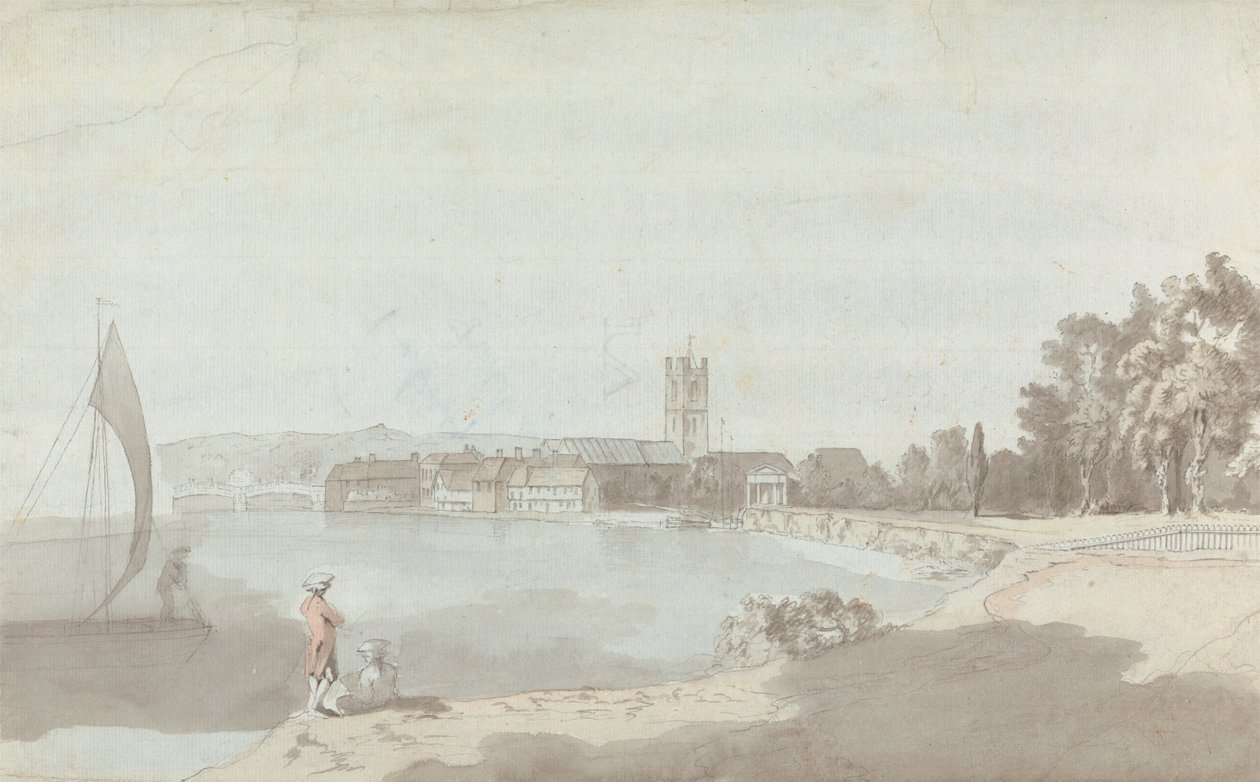 West Country Town ved en elv av Samuel Davis