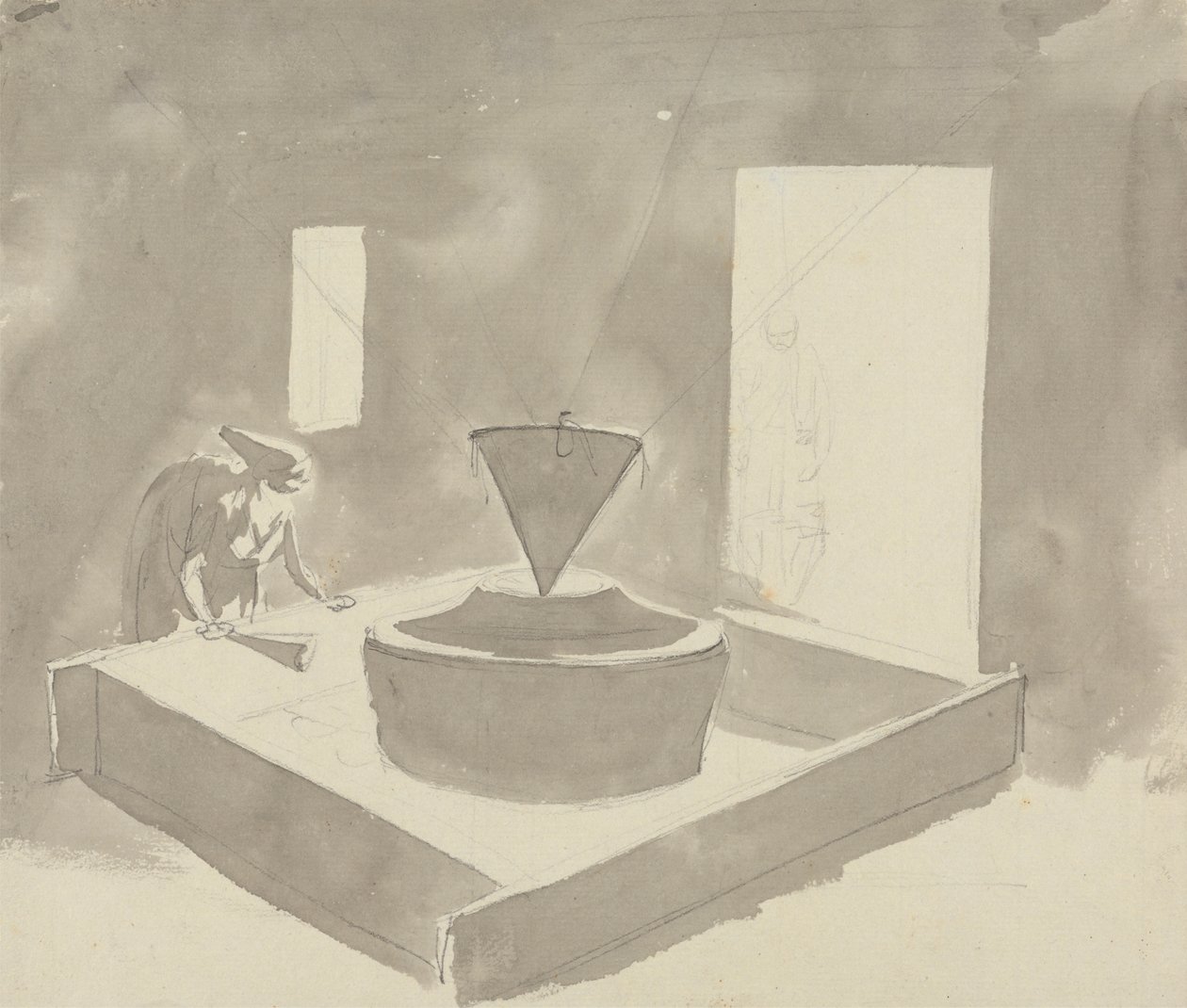 Kvinne som betjener en enhet (melkvern?) av Samuel Davis
