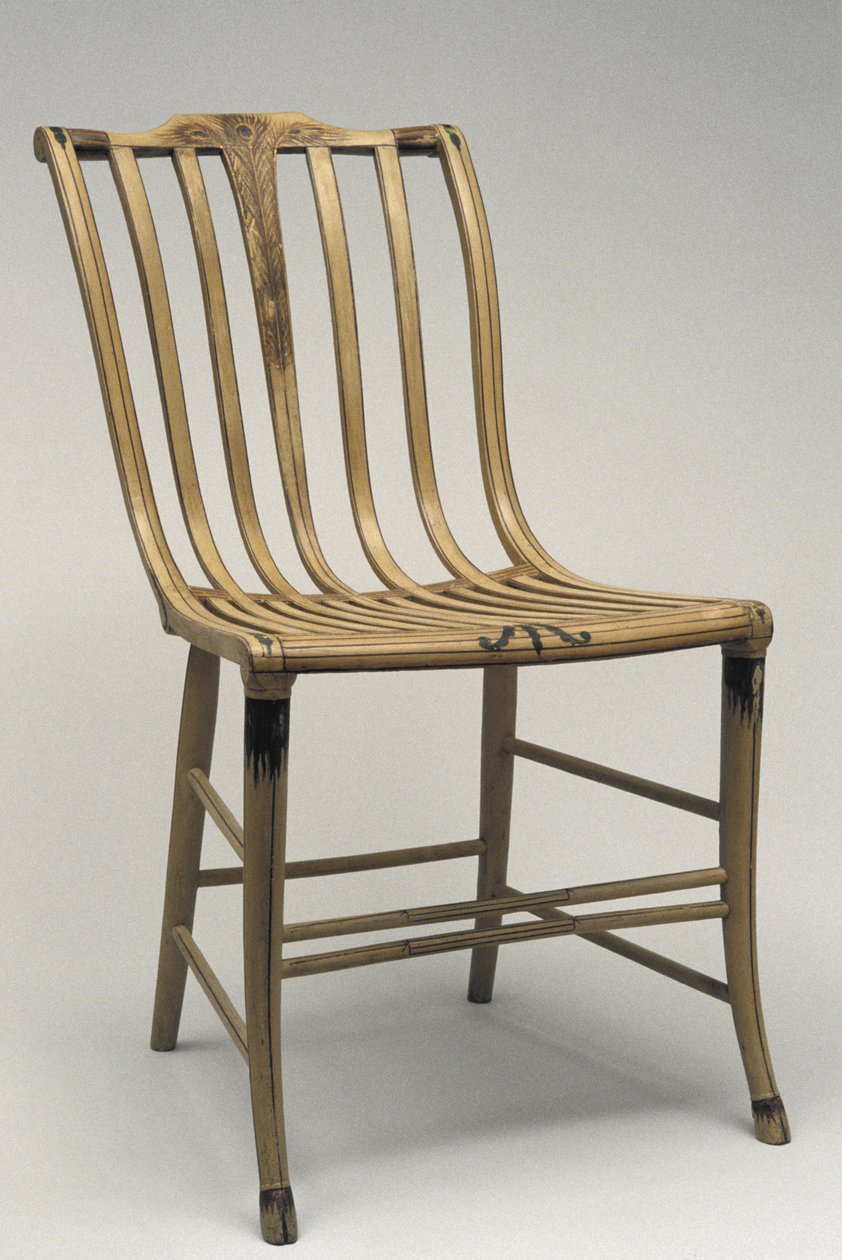Sidestol, ca. 1808-1812 (bjørk, eik bøk, maling) av Samuel Gragg