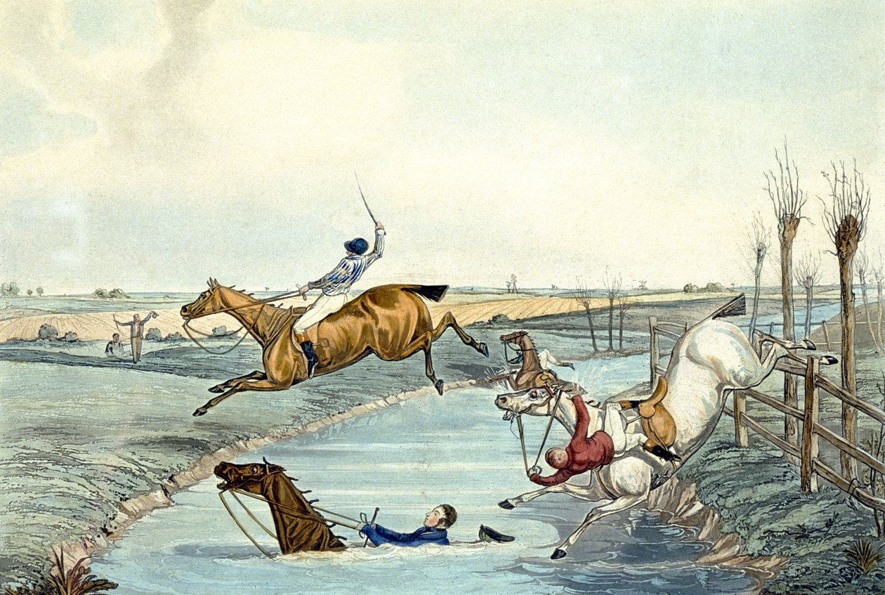 Second Mile, fra Steeplechasing, gravert av Charles Hunt (1929-1900) (farge litho) av Samuel Henry (after) Alken