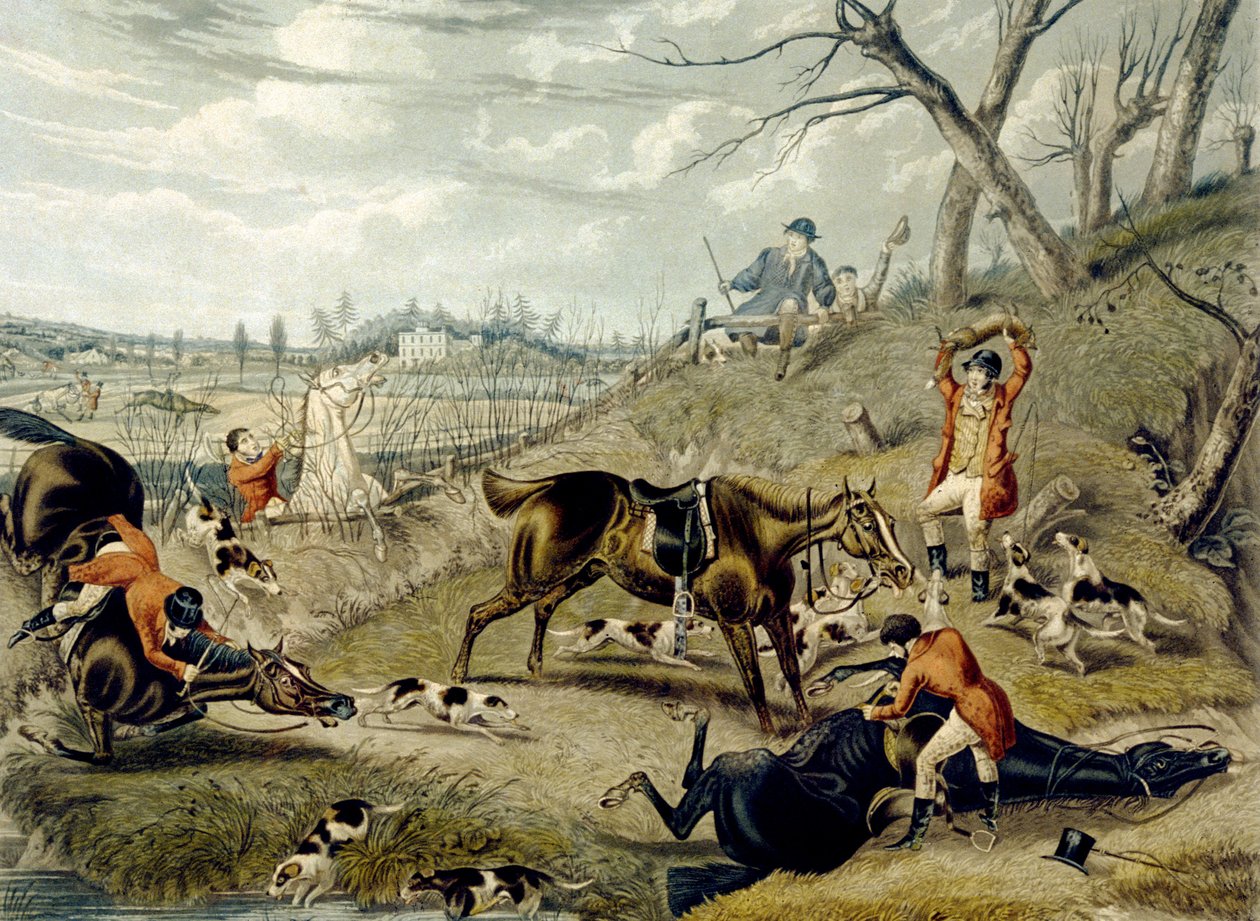 The Grand Leicestershire Fox Hunt, plate 4, gravert av Charles Hunt av Samuel Henry (after) Alken
