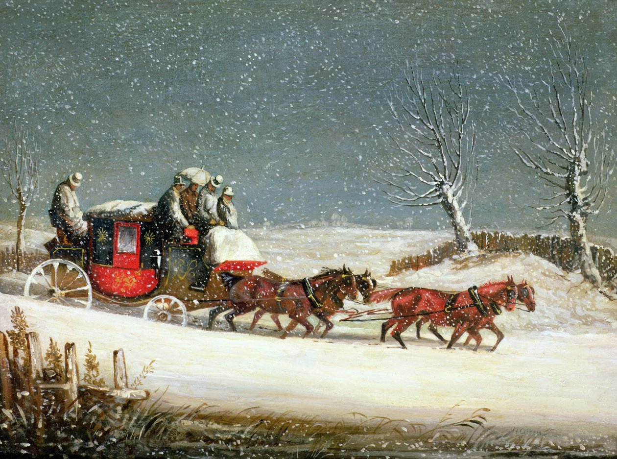 The Royal Mail in Deep Snow (olje på panel) av Samuel Henry Alken