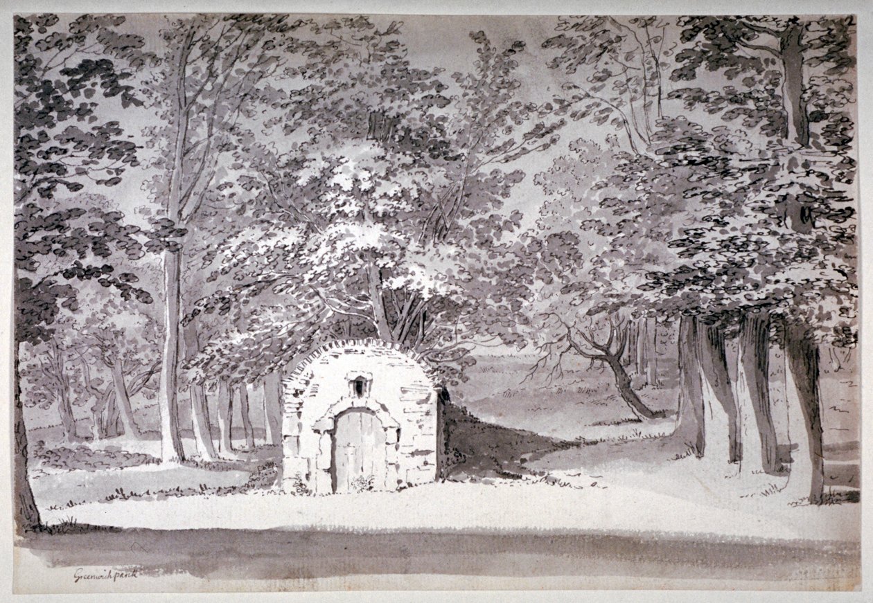 Et ishus eller kanal i Greenwich Park, London, 1772 av Samuel Hieronymus Grimm