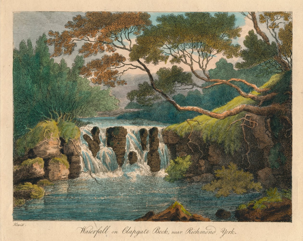 Foss på Clapgate Beck, nær Richmond, York, sent på 1700- og begynnelsen av 1800-tallet. av Samuel Howitt