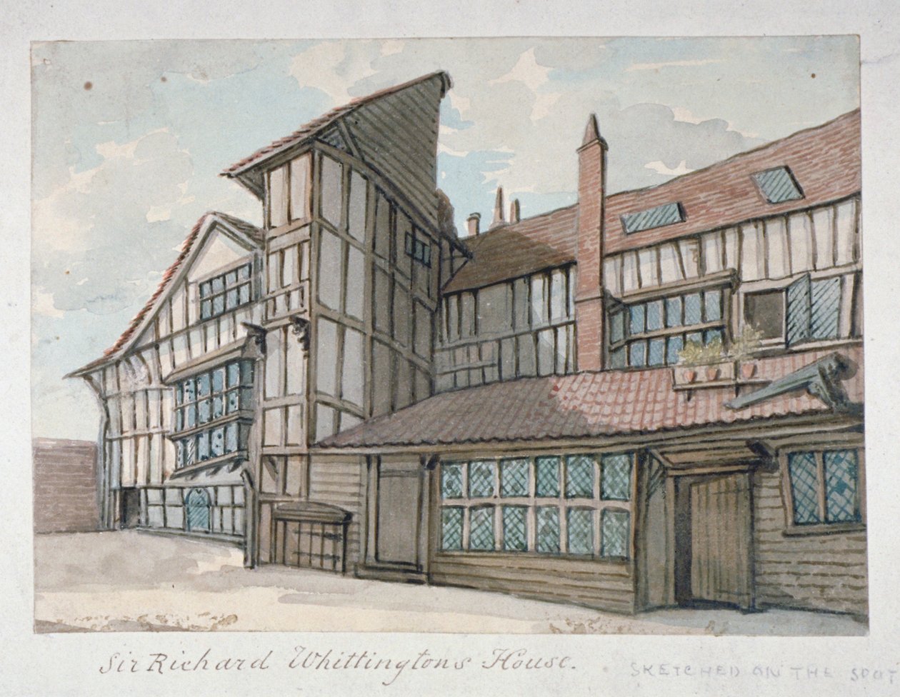 Sir Richard Whittingtons hus, Milton Street, City of London, 1800 av Samuel Ireland