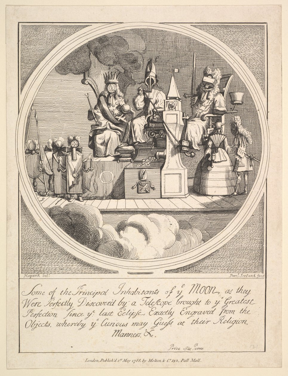 Noen av månens viktigste innbyggere, slik de ble perfekt oppdaget av..., 1. mai 1788. av Samuel Ireland