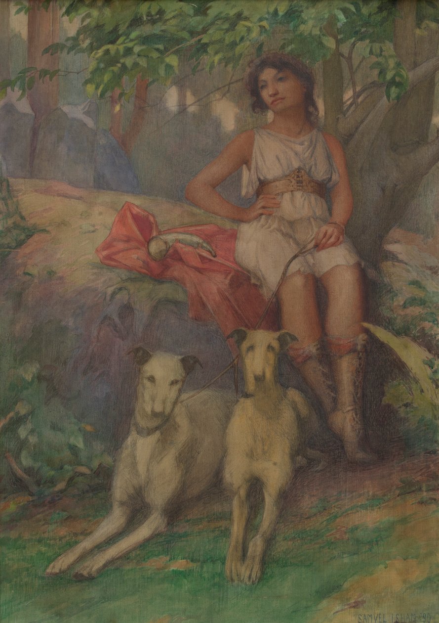 Figur med to hunder av Samuel Isham