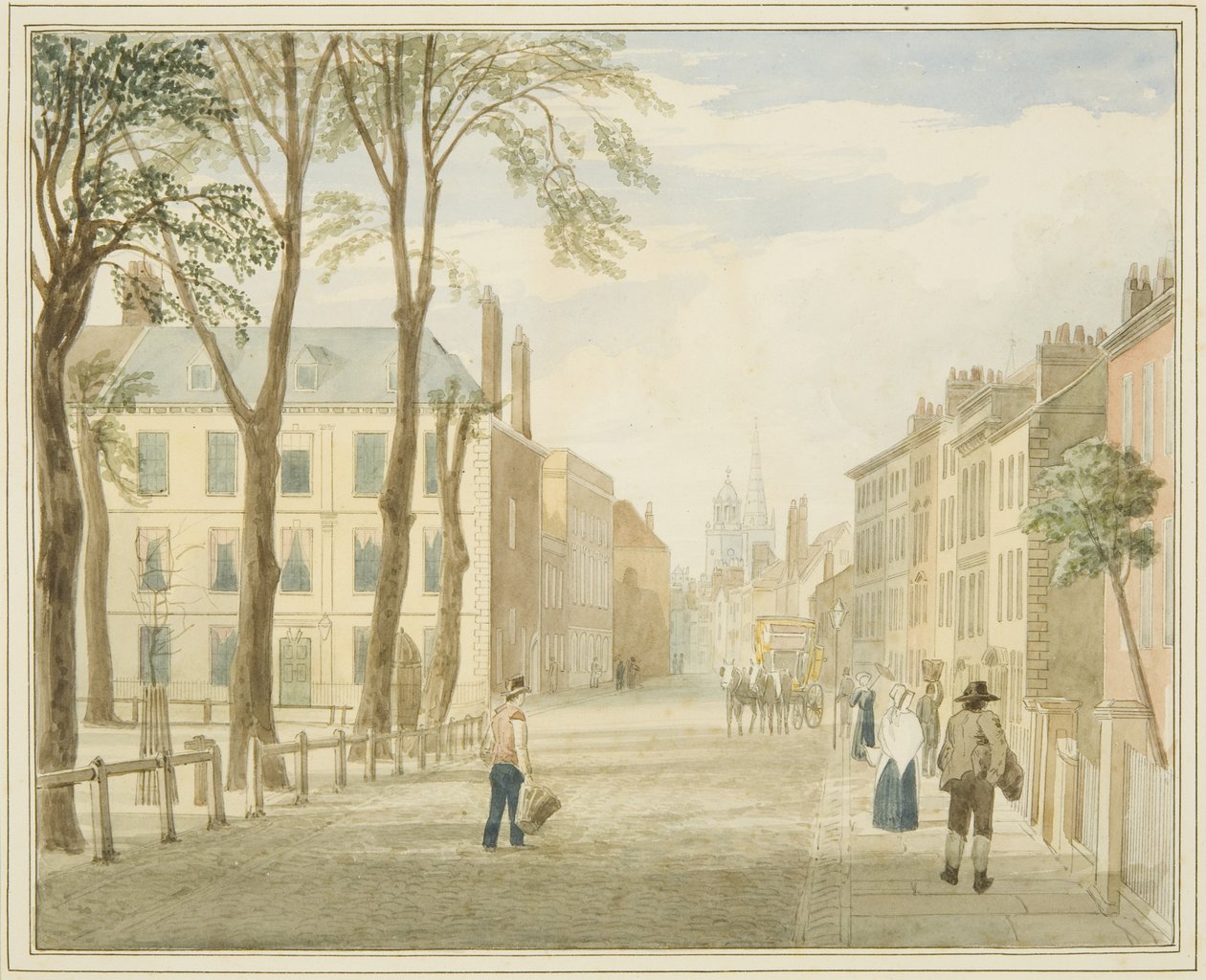 Mansion House, Queen Square (blyant og akvarell på papir) av Samuel Jackson