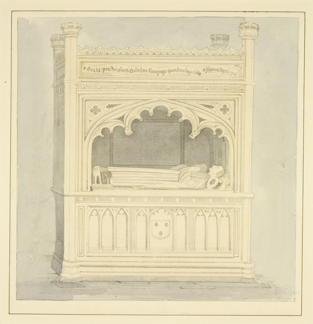 Monument til William Canynges i St Mary Redcliffe (blyant og akvarell på papir) av Samuel Jackson