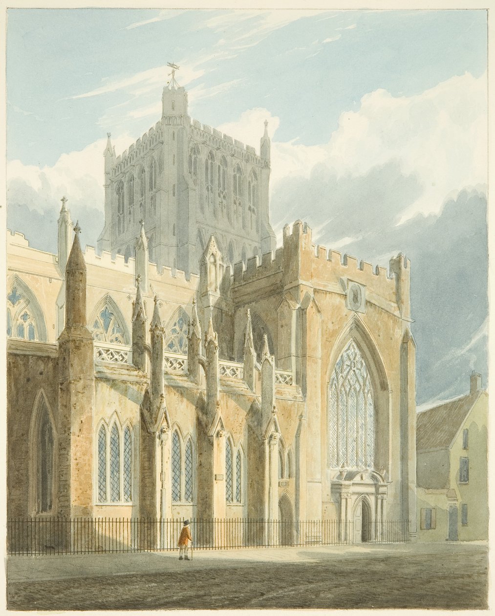 North View of Bristol Cathedral (blyant og akvarell på papir) av Samuel Jackson
