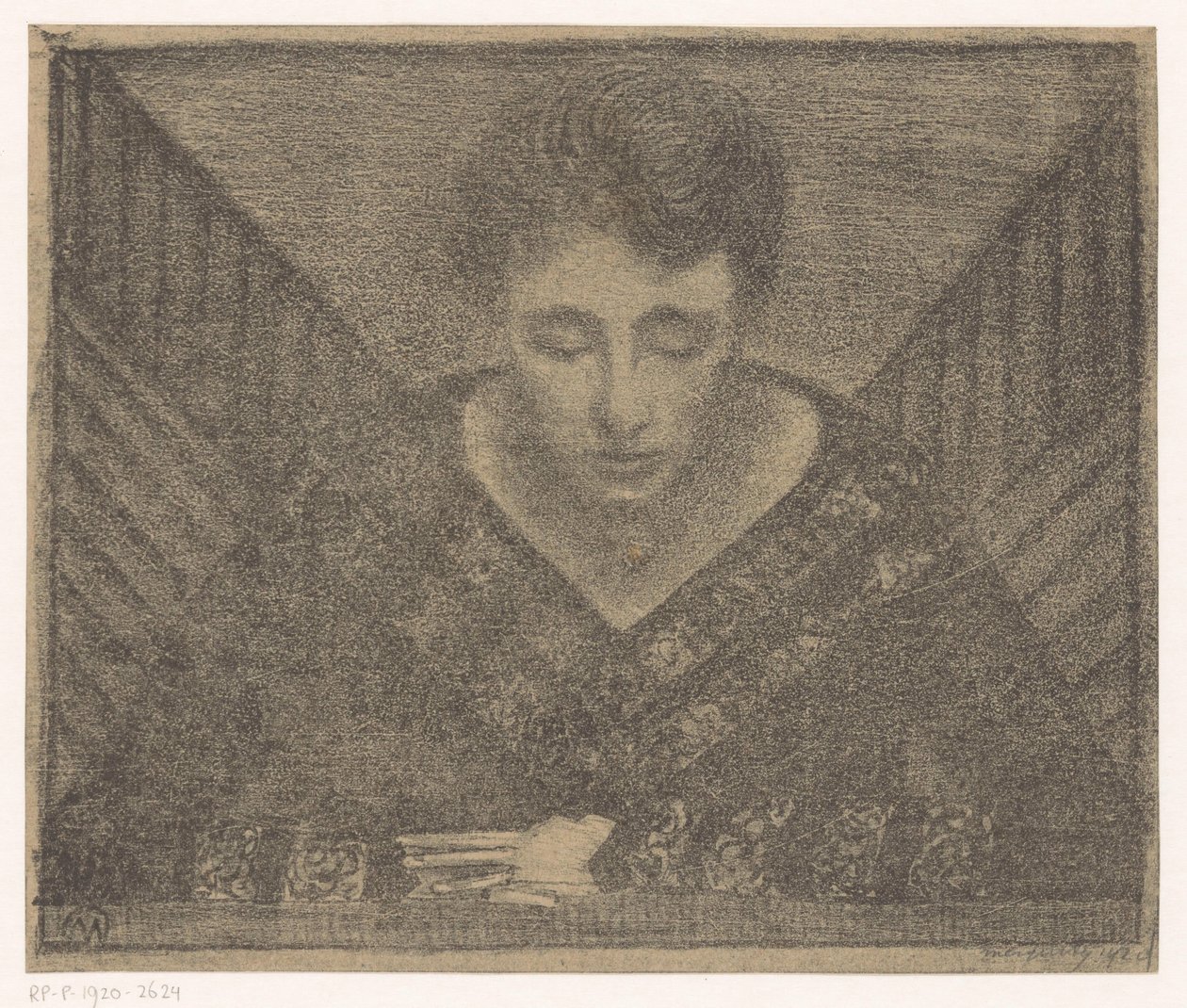 V-hals kvinne av Samuel Jessurun de Mesquita (signed by artist)