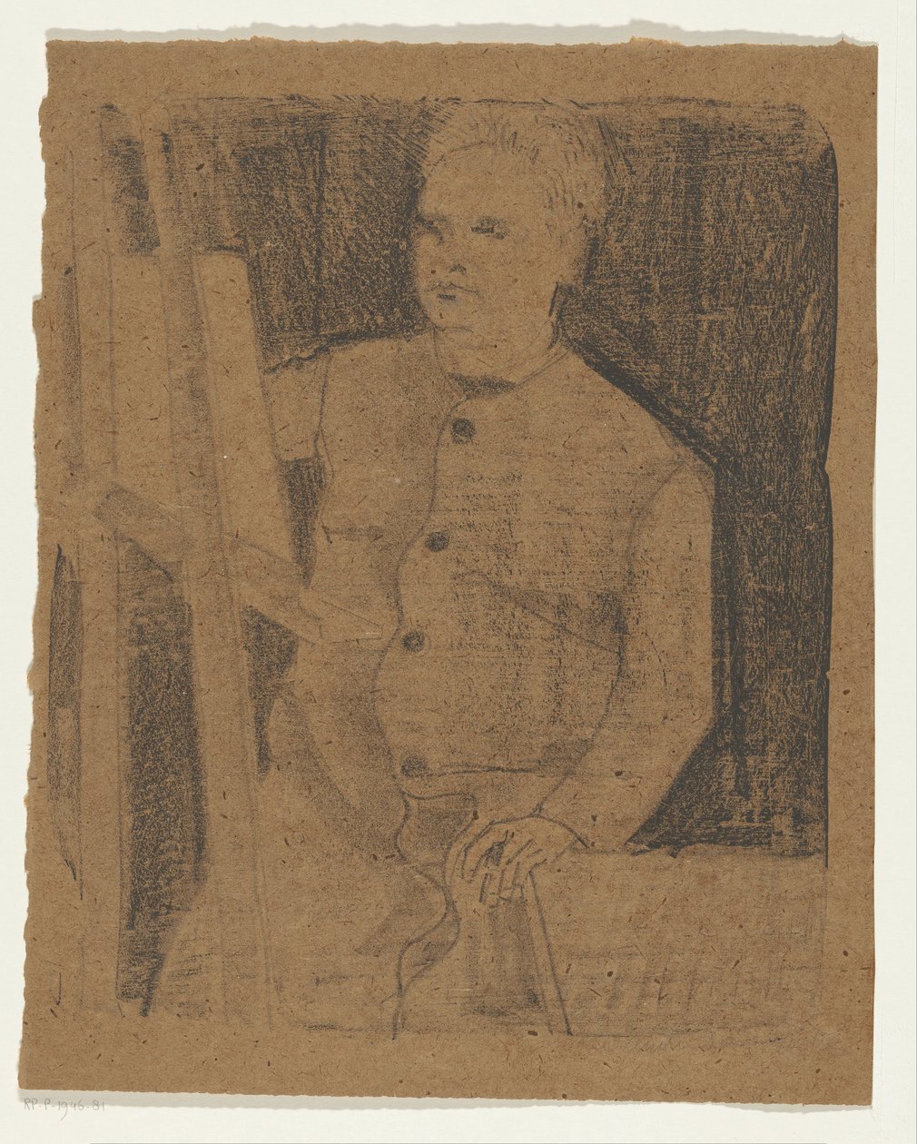 Selvportrett bak staffeli av Samuel Jessurun de Mesquita (signed by artist)
