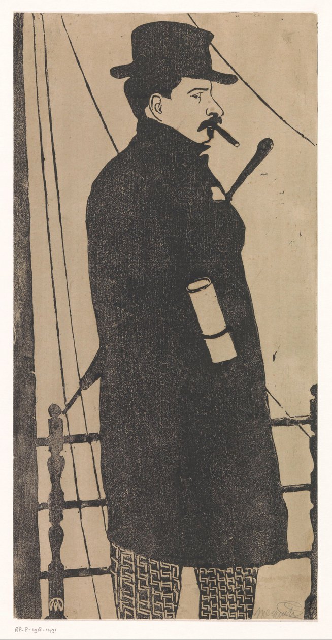Selvportrett med frakk og hatt av Samuel Jessurun de Mesquita (signed by artist)