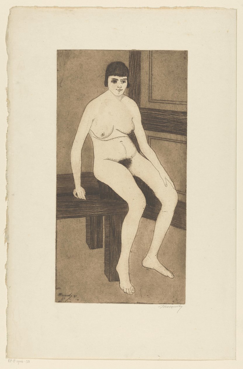 sitter naken av Samuel Jessurun de Mesquita (signed by artist)
