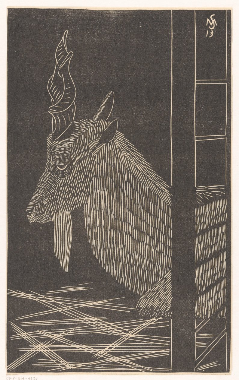 Markhor geit (sittende hjort i et bur) av Samuel Jessurun de Mesquita