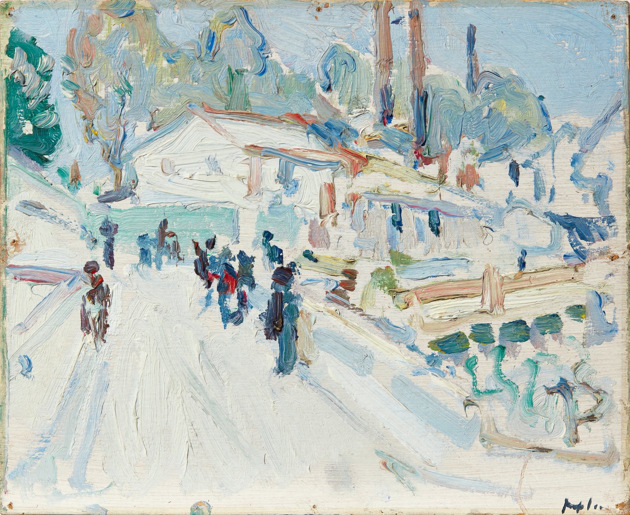 En gate i Paris (olje om bord) av Samuel John Peploe
