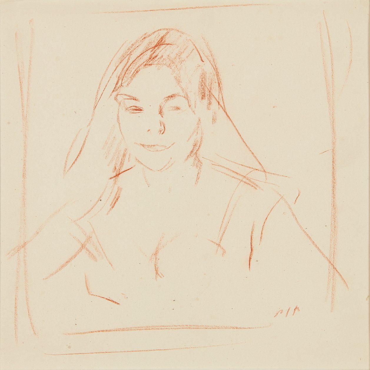 Jente med slør (sangvinsk) av Samuel John Peploe